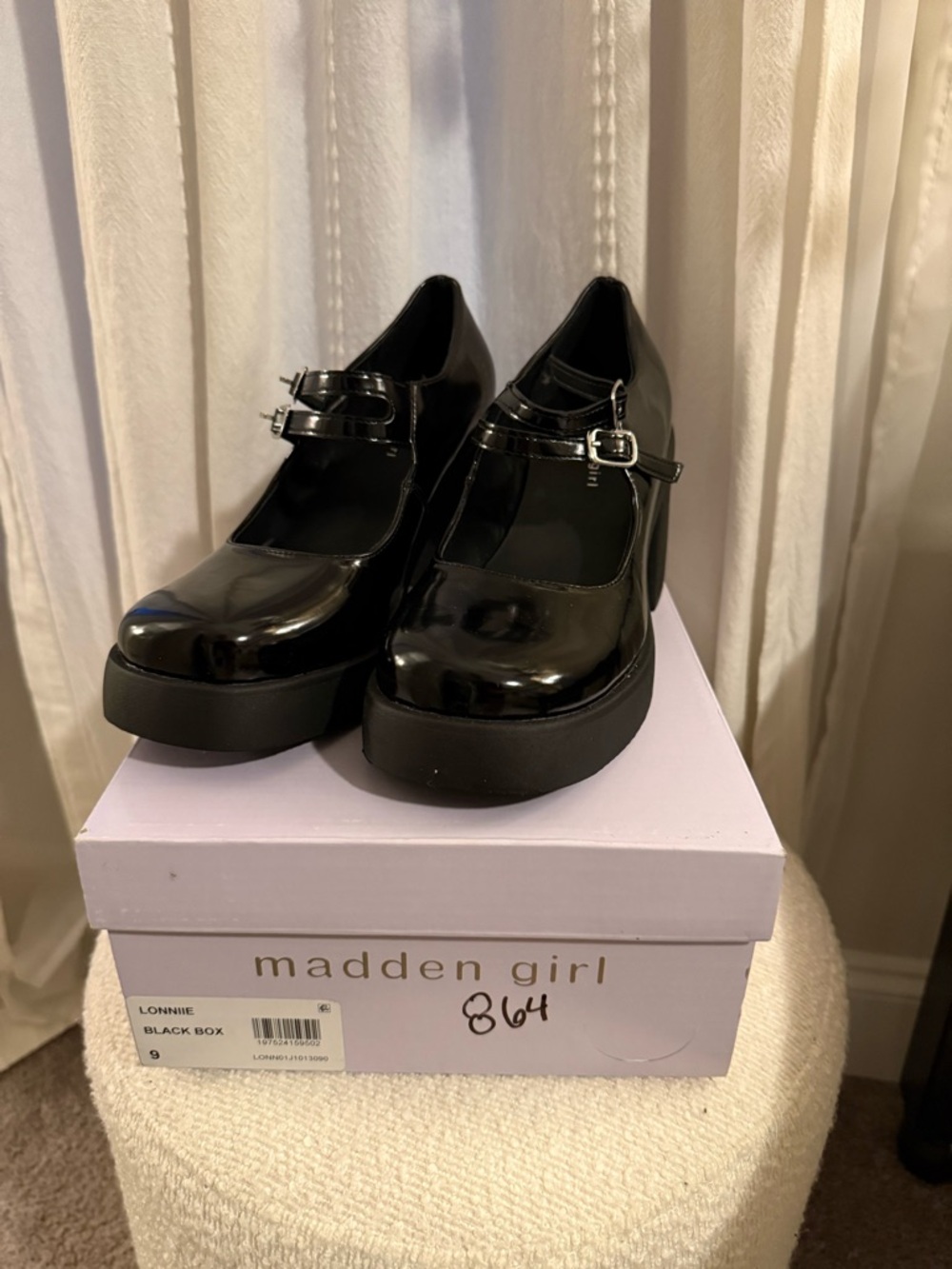 Madden Girl Black Patent Mary Jane Platform Heels